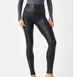 NWOT Spanx Faux Leather High-Waisted Slim Sculpting Pull-On Leggings Black Med